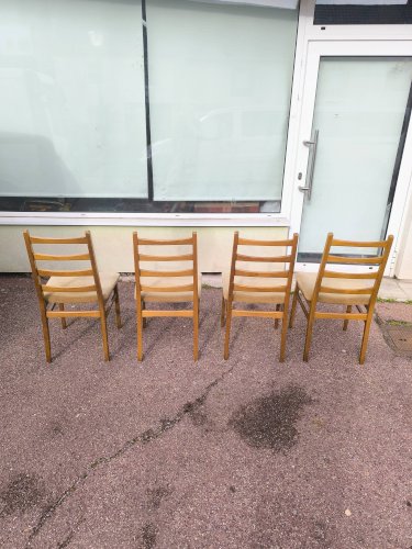 Lot de 4 chaises scandinave bois et tissu