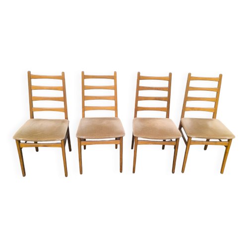 Lot de 4 chaises scandinave bois et tissu