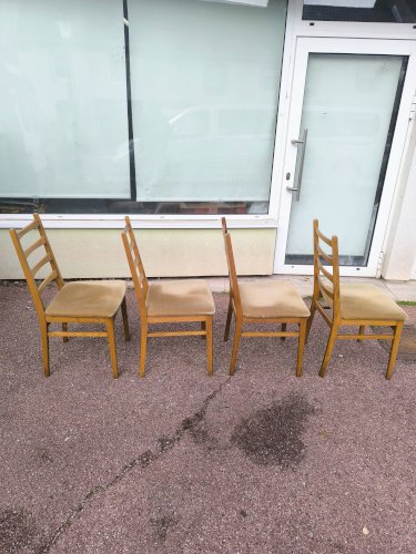 Lot de 4 chaises scandinave bois et tissu