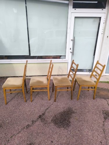 Lot de 4 chaises scandinave bois et tissu