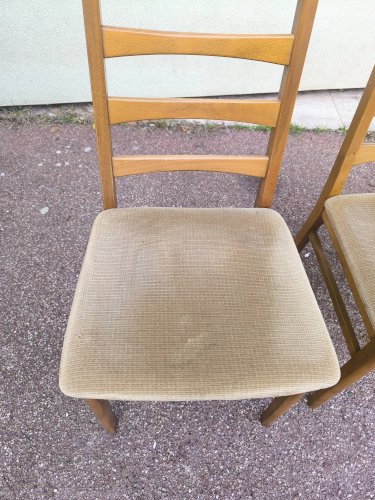 Lot de 4 chaises scandinave bois et tissu