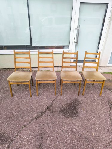 Lot de 4 chaises scandinave bois et tissu