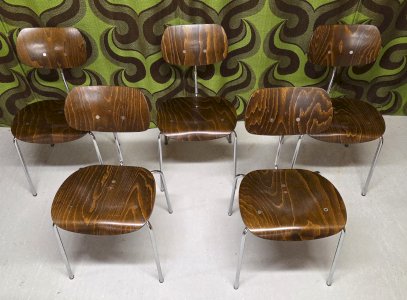 Set of 4 vintage Egon Eiermann chairs – Model SE 68 – 1960s – Wood and metal