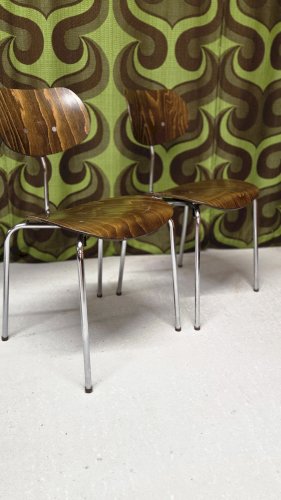 Lot de 4 chaises vintage Egon Eiermann – Modèle SE 68 – Années 60 – Bois et métal