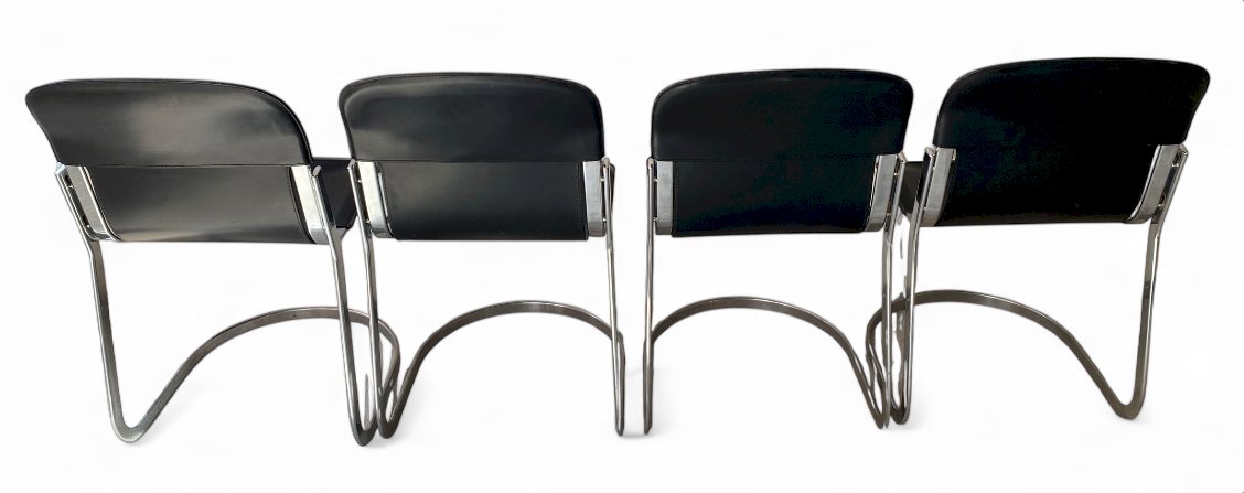 Lot de 4 Chaises Vintage – Willy Rizzo pour Cidue, Italie, Années 70