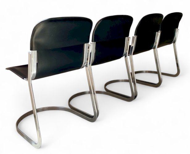 Lot de 4 Chaises Vintage – Willy Rizzo pour Cidue, Italie, Années 70