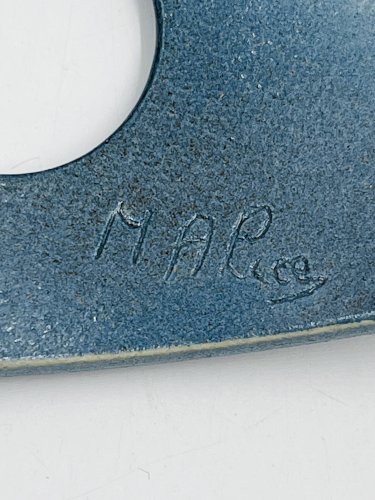 Lot de 4 coquetiers design en céramique bleue signés Malice