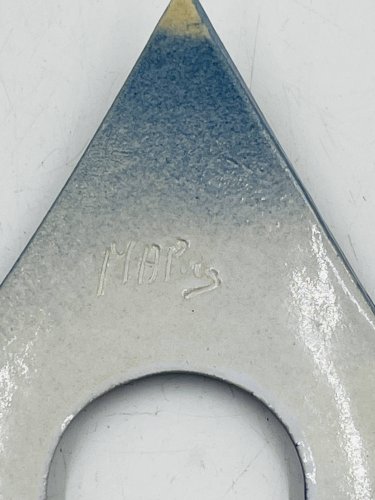 Lot de 4 coquetiers design en céramique bleue signés Malice