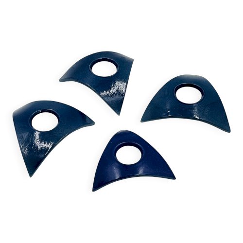 Lot de 4 coquetiers design en céramique bleue signés Malice