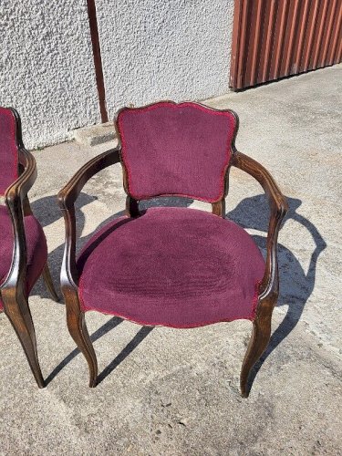 LOT DE 4 FAUTEUILS BRIDGE 1950 EN TISSU MAUVE