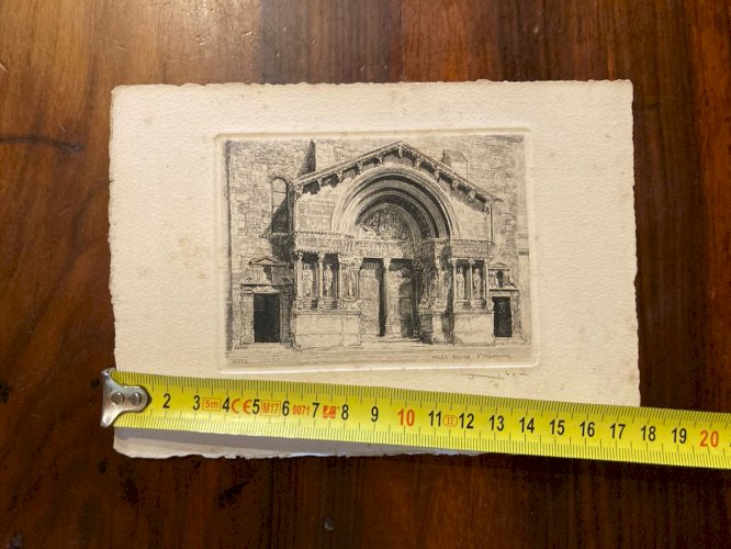 Lot De 4 Gravure originale Léopold Robin Baux de Provence Saint Trophime Arles