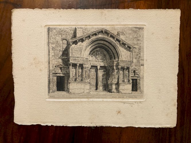 Lot De 4 Gravure originale Léopold Robin Baux de Provence Saint Trophime Arles