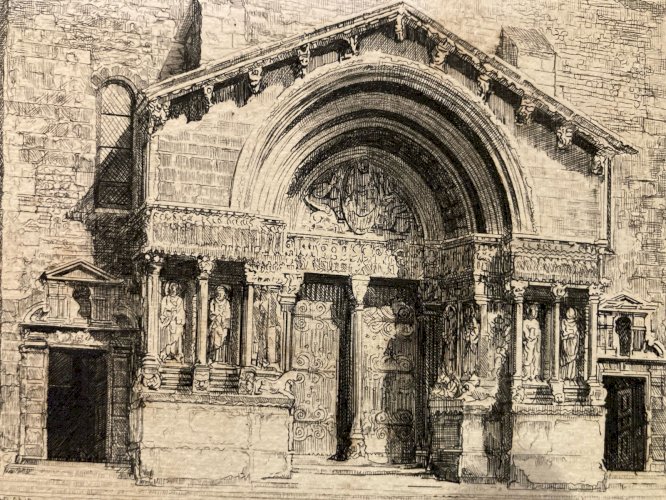 Lot De 4 Gravure originale Léopold Robin Baux de Provence Saint Trophime Arles