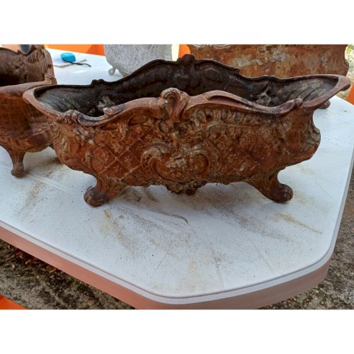 Lot de 4 Jardinières en Fonte 1900 de Charleville - Mézières Style Rocaille