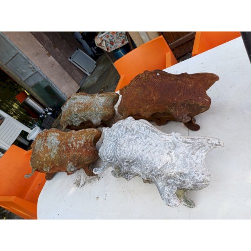 Lot de 4 Jardinières en Fonte 1900 de Charleville - Mézières Style Rocaille