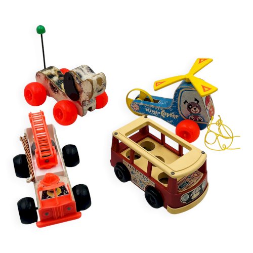 Lot de 4 jouets en bois Fisher-price années 60