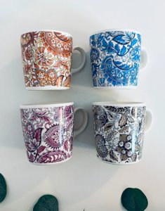 Set of 4 Vintage Royal Sphinx Maastricht Mugs – Paisley / Bohemian Pattern