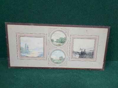 SET OF 4 SMALL WATERCOLORS UNDER GLASS SIGNED F JAVEL