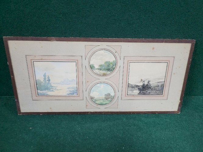 LOT DE 4 PETITES AQUARELLES SOUS VERRE SIGNEES F JAVEL