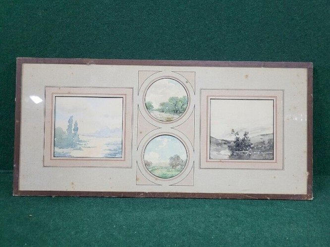 LOT DE 4 PETITES AQUARELLES SOUS VERRE SIGNEES F JAVEL