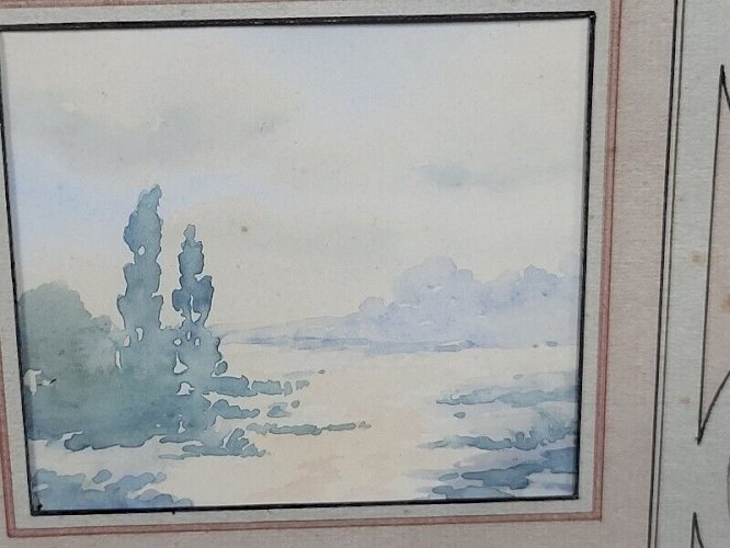 LOT DE 4 PETITES AQUARELLES SOUS VERRE SIGNEES F JAVEL