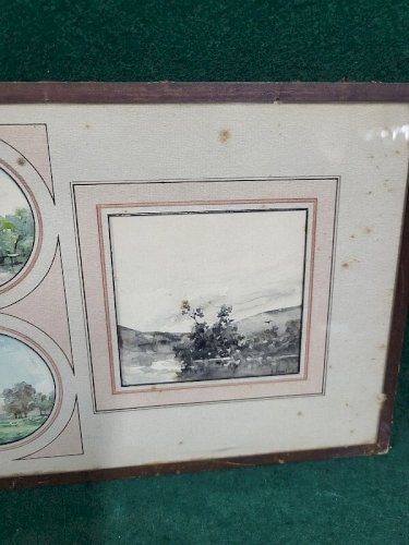 LOT DE 4 PETITES AQUARELLES SOUS VERRE SIGNEES F JAVEL