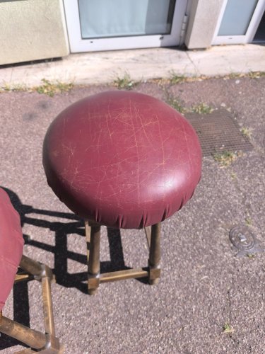 Lot de 4 tabourets de bar cuir et bois