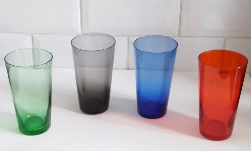 Set of 4 vintage multi-colored glasses