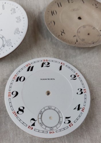 Lot de 5 anciens cadrans de montre gousset émaillé, Régulateur, chronomètre ^