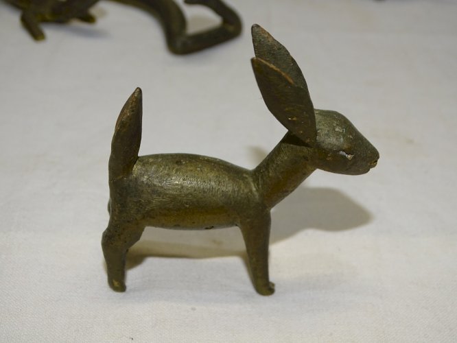 -LOT de 5 ANIMAUX EN LAITON ORIGINE SOUVENIRS DE VOYAGE EN AFRIQUE COLLECTION  D