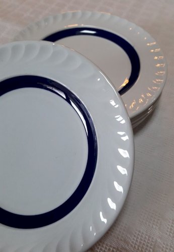 Lot de 5 assiettes à dessert 19,6cm bleues et blanches