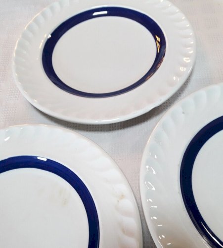 Lot de 5 assiettes à dessert 19,6cm bleues et blanches