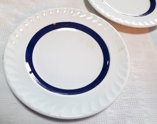 Lot de 5 assiettes à dessert 19,6cm bleues et blanches