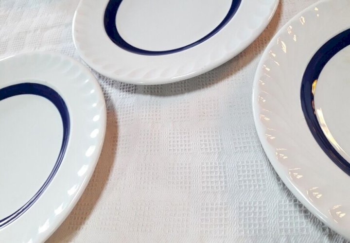 Lot de 5 assiettes à dessert 19,6cm bleues et blanches