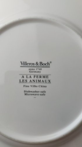 Lot de 5 assiettes à dessert, décor à la ferme, en céramique de Villeroy & Boch ^