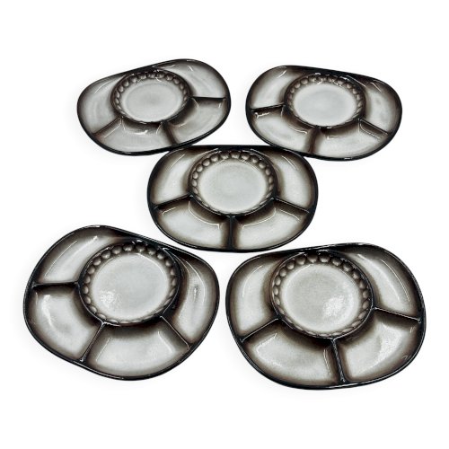 Lot de 5 assiettes compartimentées Steuler attribuées à Cari Zalloni