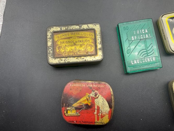 Lot de 5 BOITES A  AIGUILLES DE GRAMOPHONE PHONOGRAPHE TOURNE DISQUE