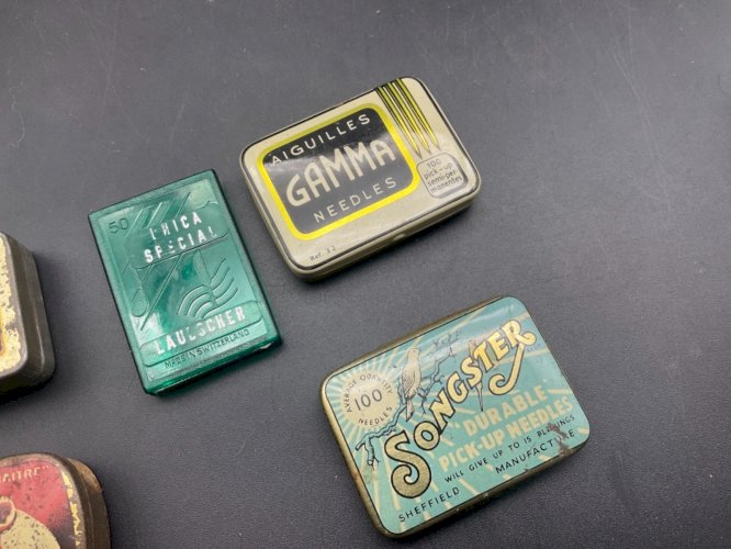 Lot de 5 BOITES A  AIGUILLES DE GRAMOPHONE PHONOGRAPHE TOURNE DISQUE