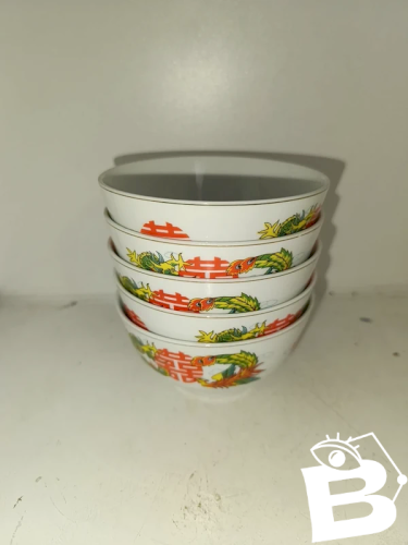 lot de 5 bols à riz  chinois decor dragon en bon etat