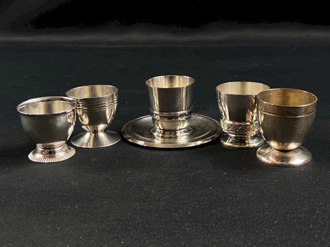 Lot de 5 coquetiers en métal argenté
