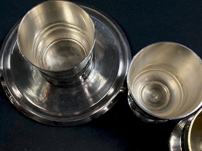 Lot de 5 coquetiers en métal argenté