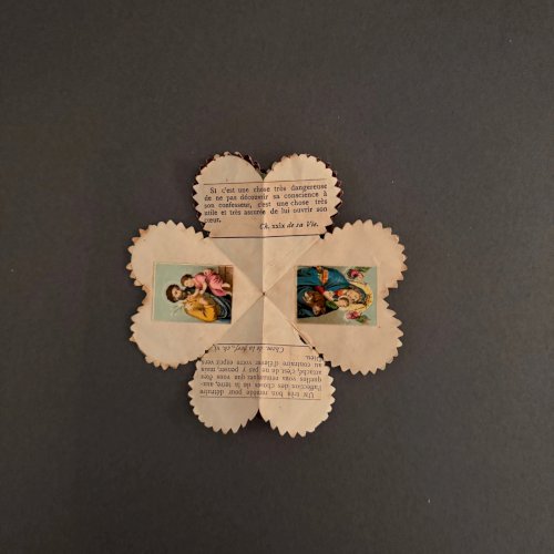 Lot de 5 images pieuses en tissu et papier peint M3731