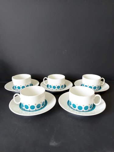 Lot de 5 tasses à café et soucoupes – Thomas Germany – Années 60/70