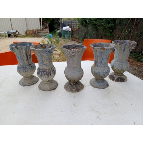 Lot de 5 Vases en Fonte 1900 de Charleville - Mézières