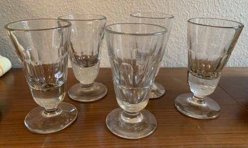 Set of 5 Bistro Mazagran Coffee Glasses in Blown Glass from the 19th Century