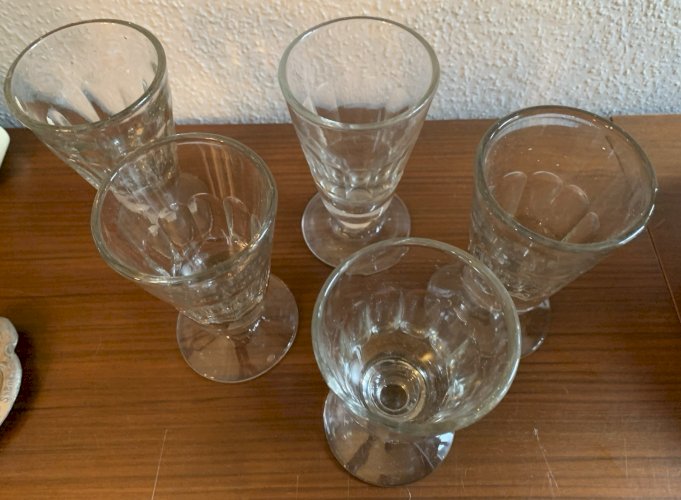 Lot de 5 Verres à café de bistrot mazagran en verre soufflé XIXe