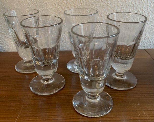 Lot de 5 Verres à café de bistrot mazagran en verre soufflé XIXe