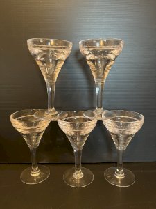 lot de 5 verres à pied de bistrot ancien café vintage décoration collection