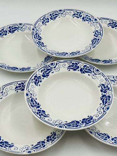 Lot de 6 assiettes creuses Boch Cachemire bleu