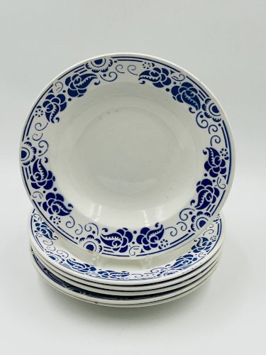 Lot de 6 assiettes creuses Boch Cachemire bleu